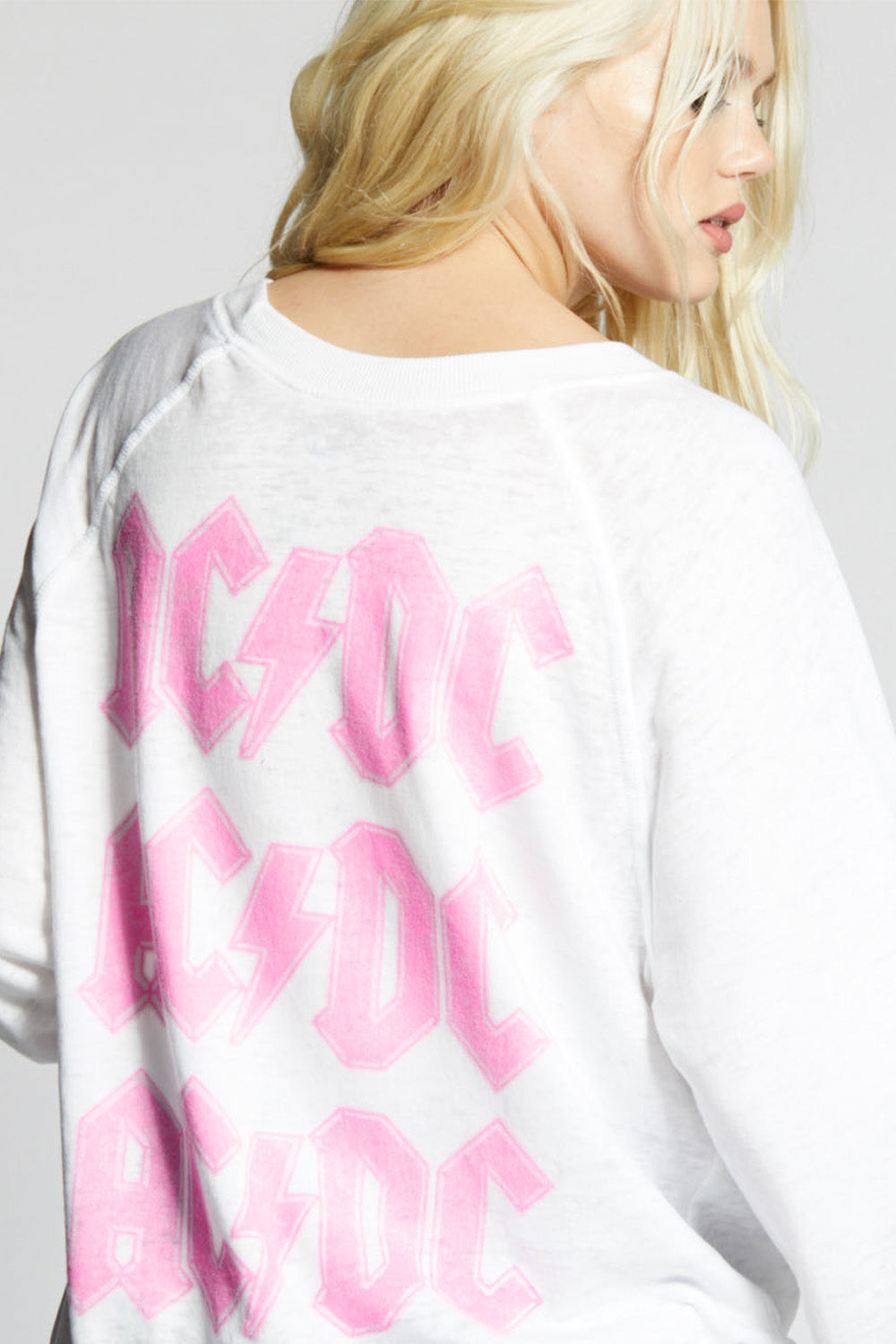 AC/DC Bolt Rock Out White Oversized Sweatshirt
