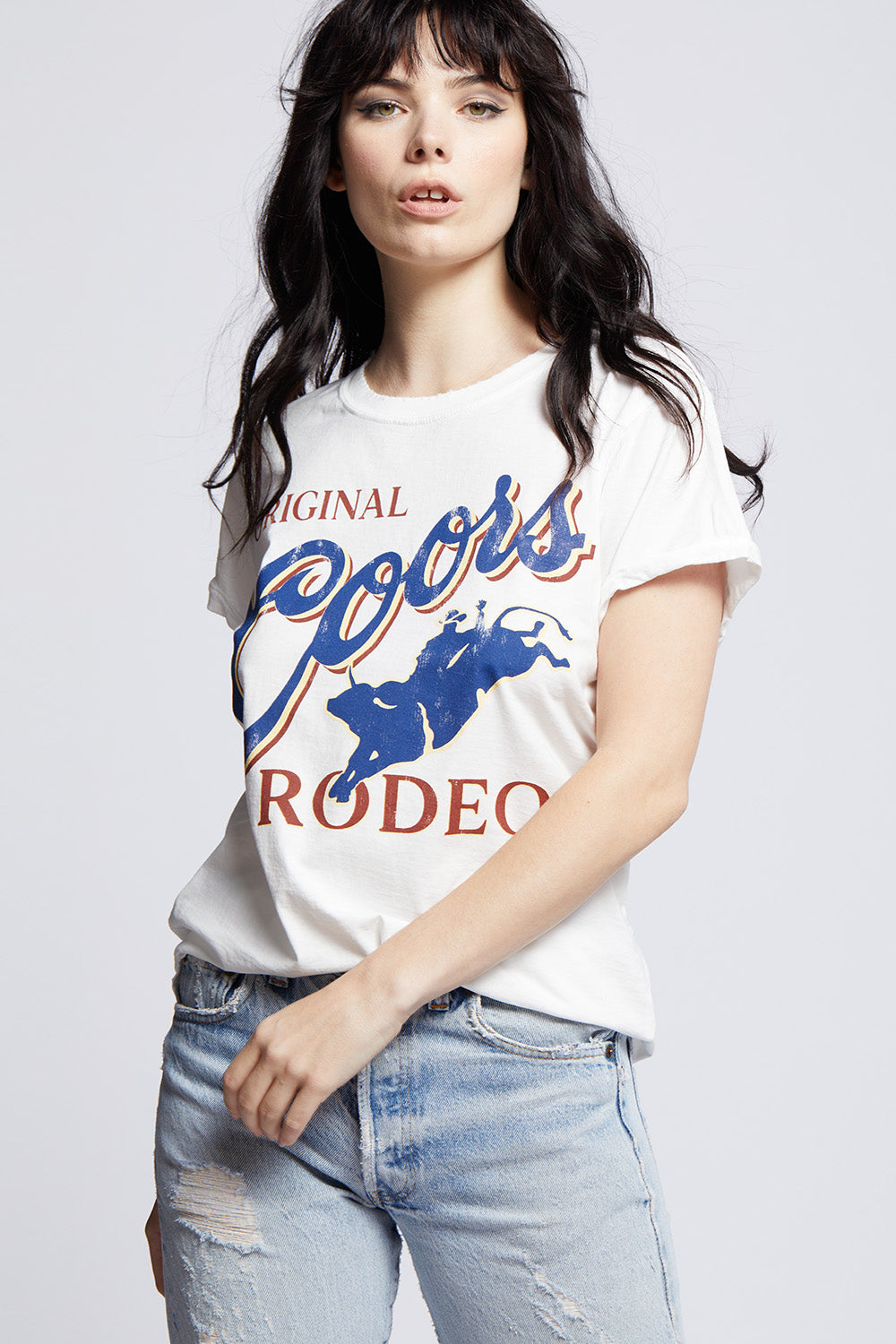 Women's Original Coors Rodeo T-shirt in White with rodeo graphic