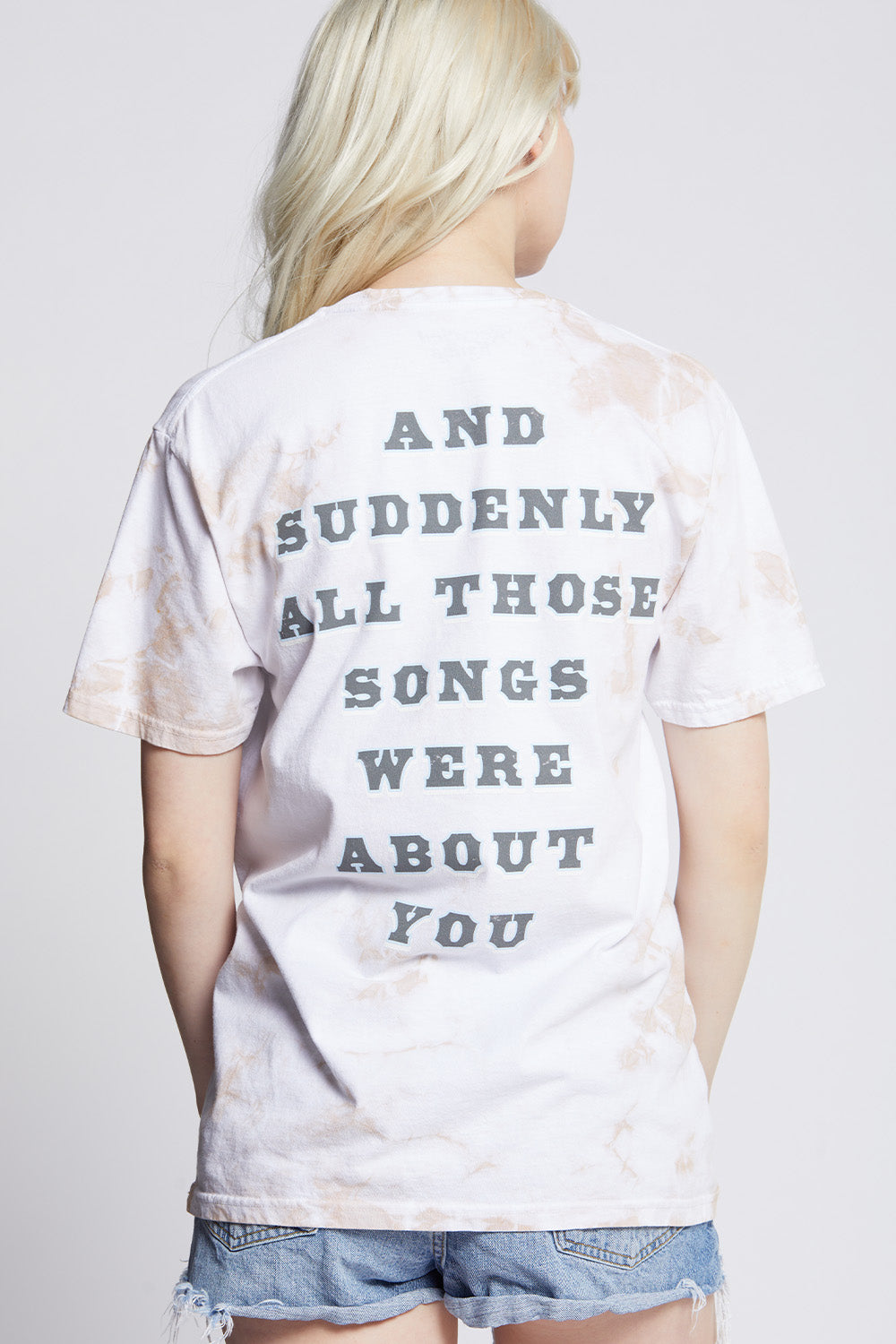 Women's Songs About You Tie Dye T-shirt in Bamboo Tie Dye with guitar and cow print