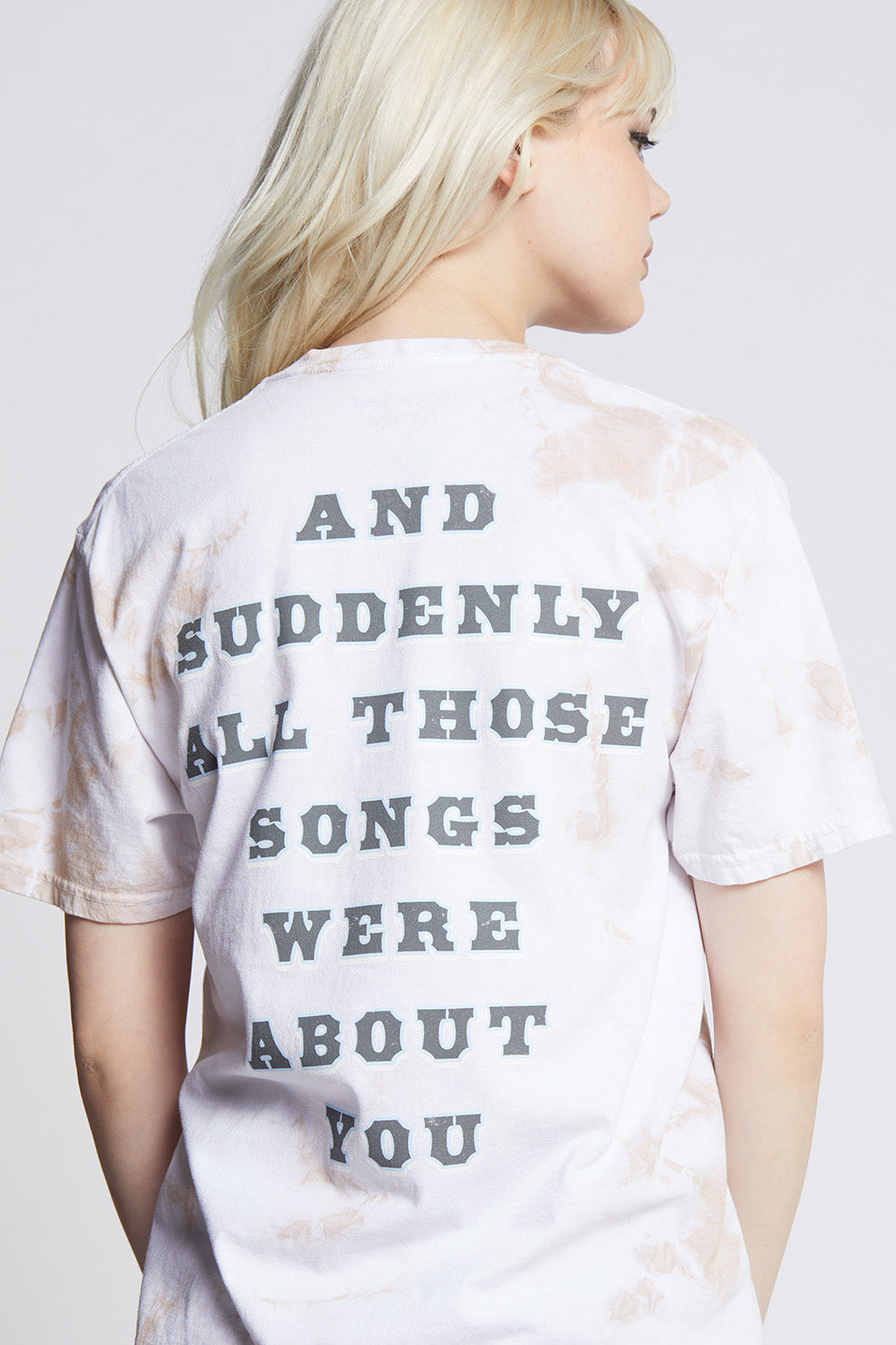 Women's Songs About You Tie Dye T-shirt in Bamboo Tie Dye with guitar and cow print