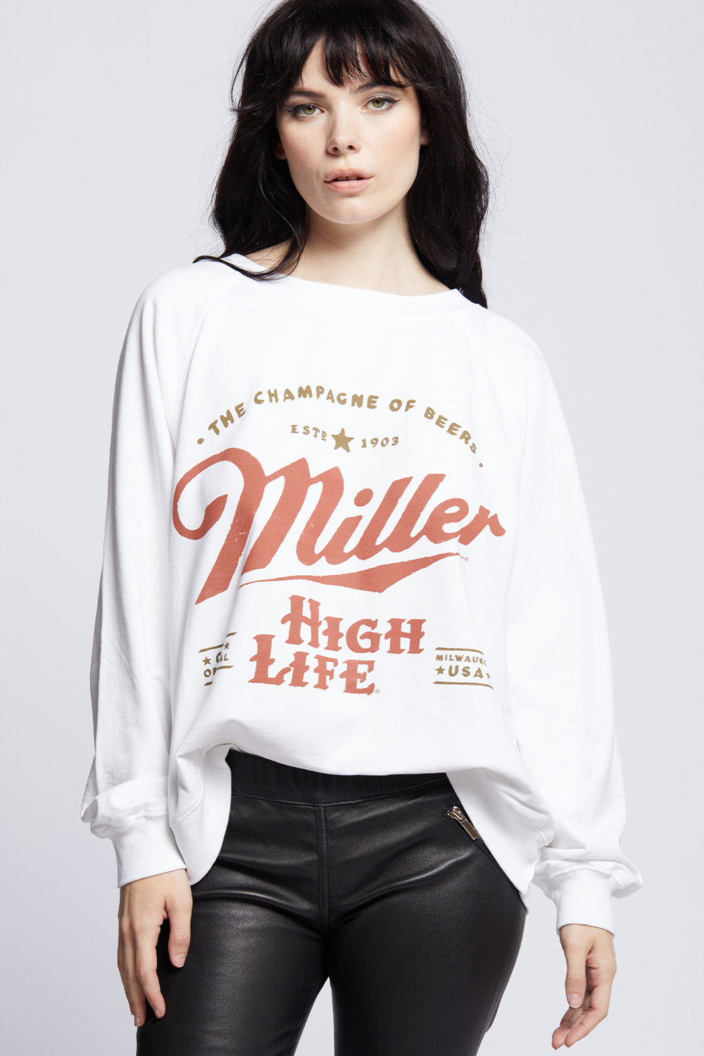 Miller High Life Logo White Oversized Sweatshirt