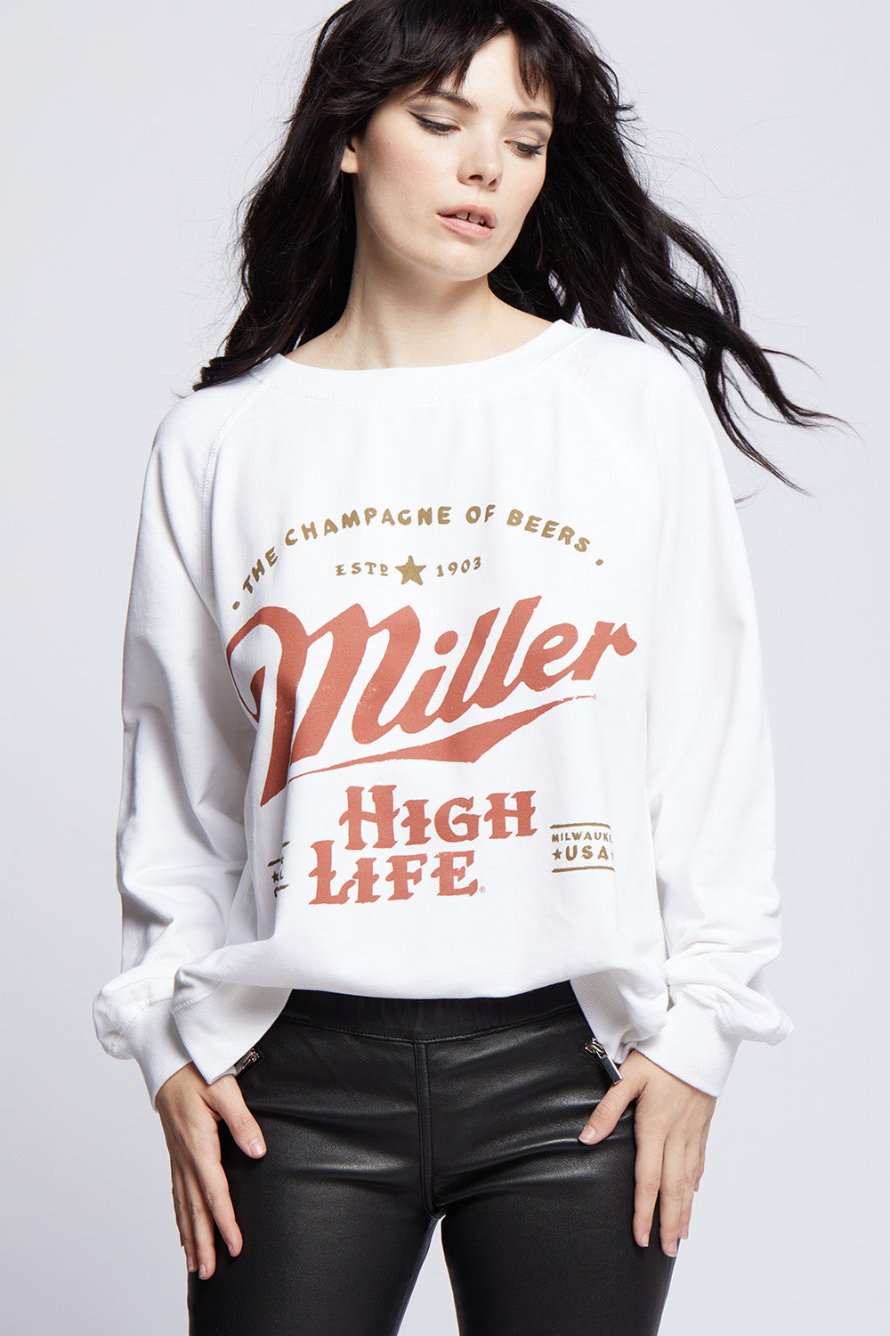Miller High Life Logo White Oversized Sweatshirt