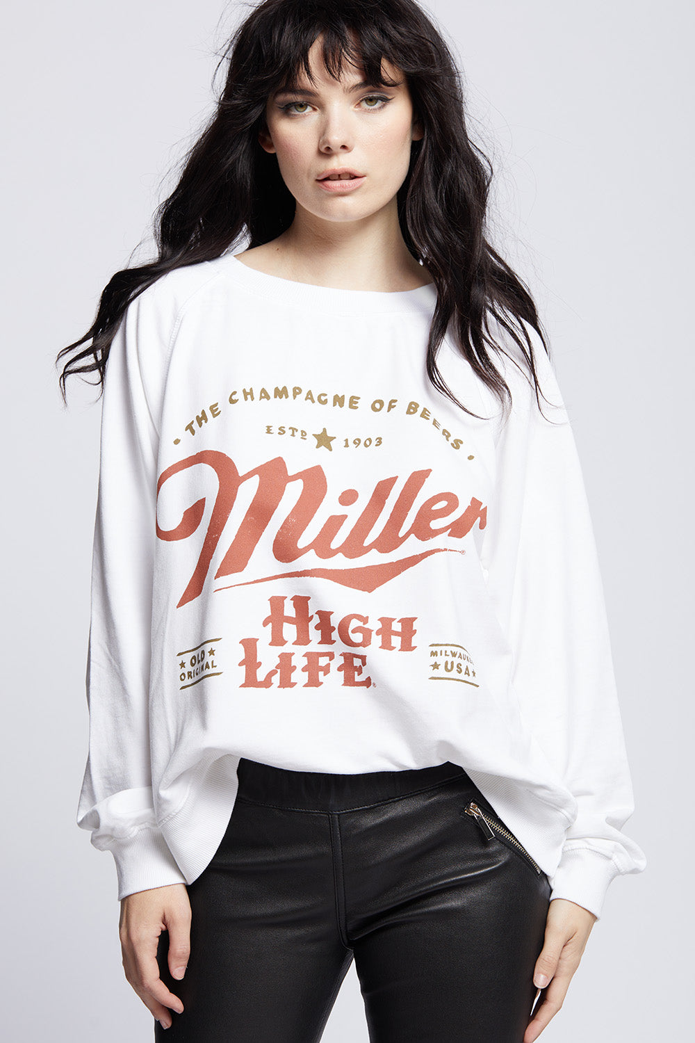 Miller High Life Logo White Oversized Sweatshirt