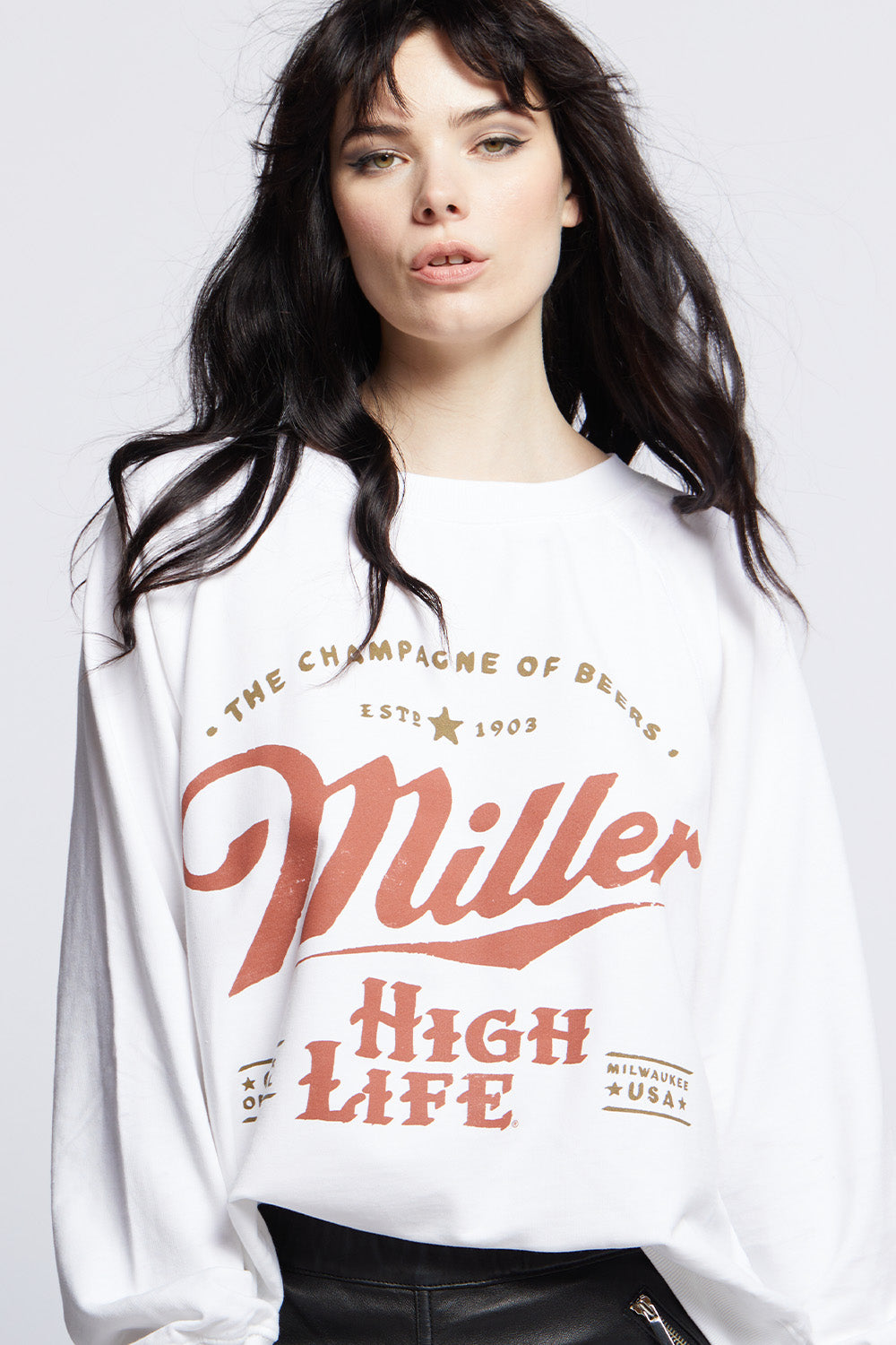 Miller High Life Logo White Oversized Sweatshirt