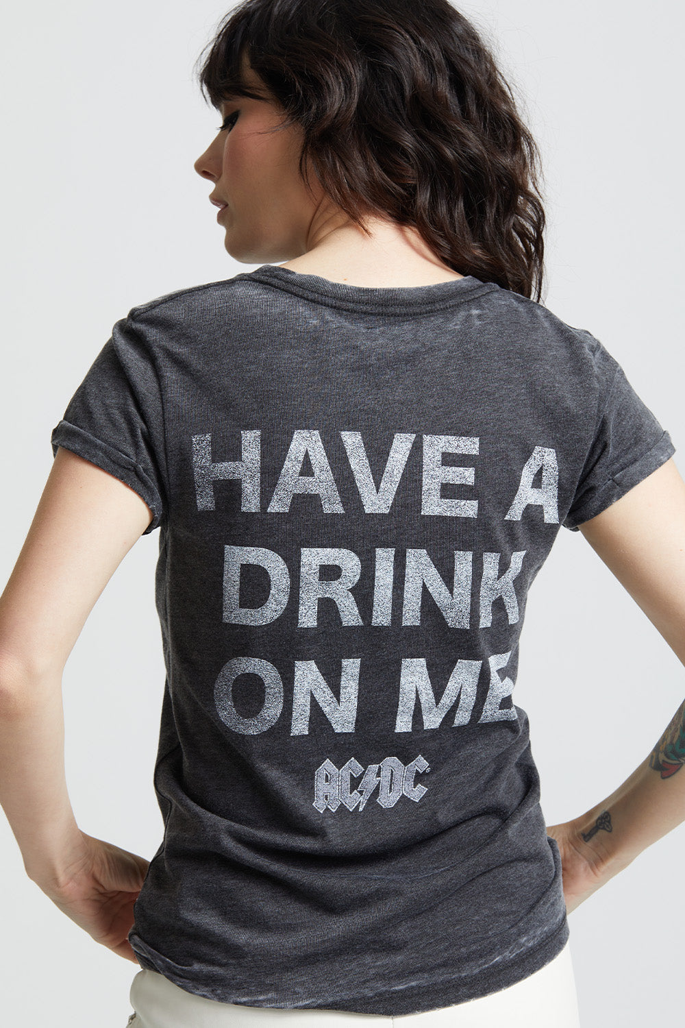 AC/DC Have A Drink Fitted Vintage Band Tee