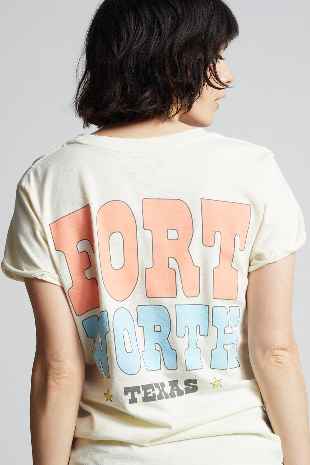 Women's Howdy Fort Worth TX T-shirt in Pearl with western graphics