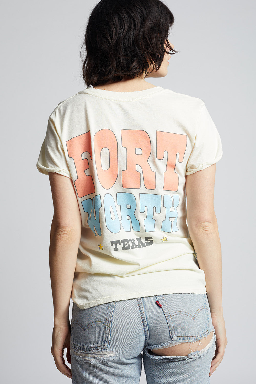 Women's Howdy Fort Worth TX T-shirt in Pearl with western graphics