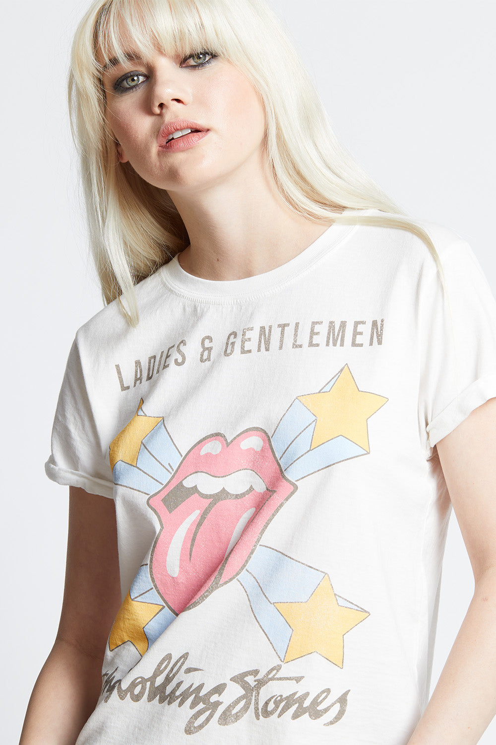 White The Rolling Stones Ladies & Gentlemen Fitted T-Shirt