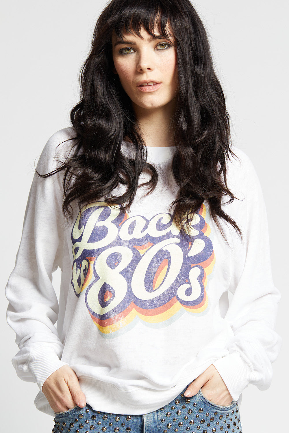Back To 80’s Retro Style White Oversized Sweatshirt