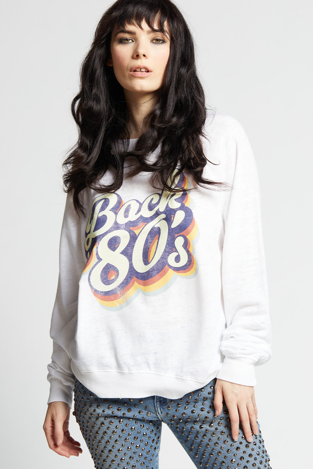 Back To 80’s Retro Style White Oversized Sweatshirt
