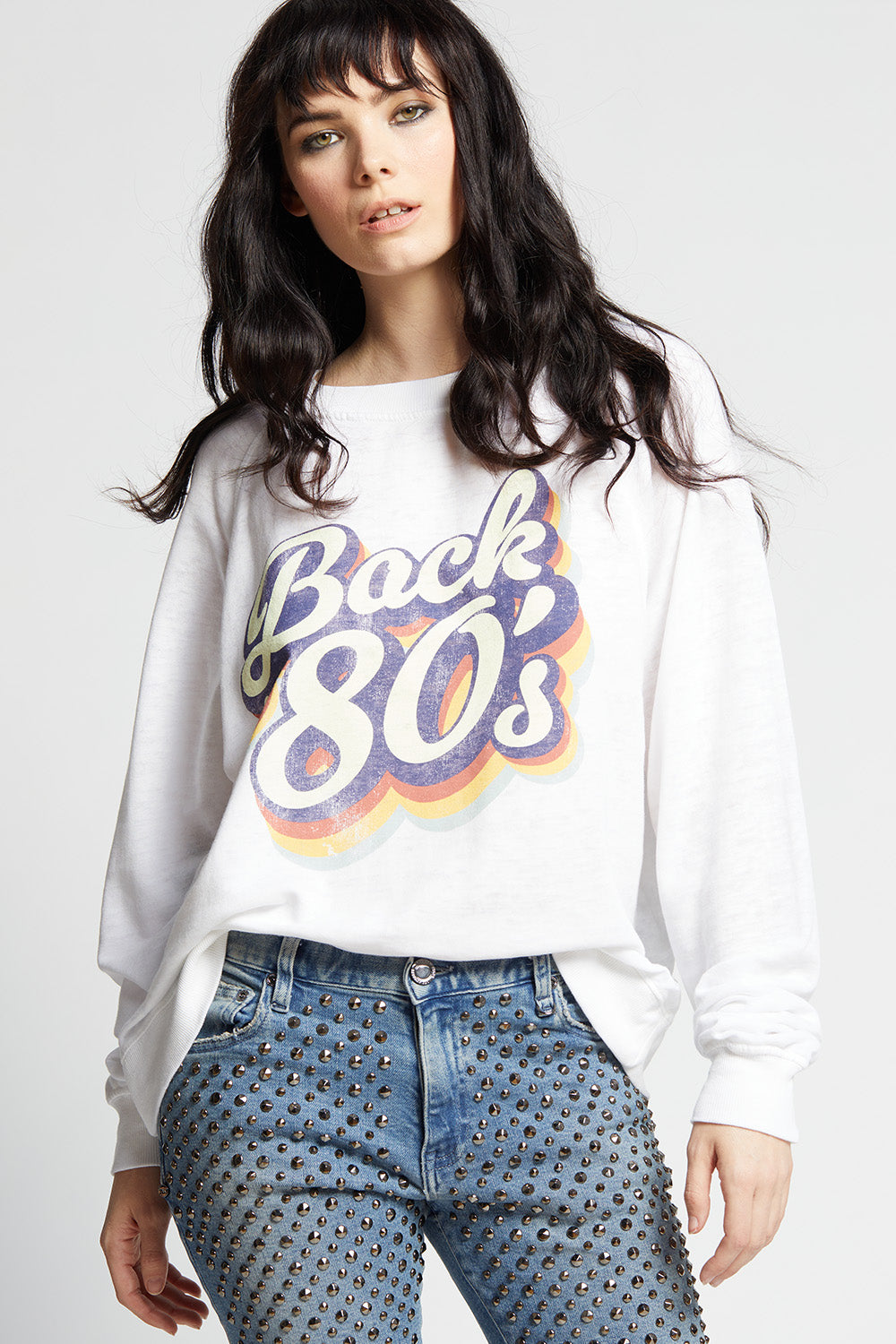 Back To 80’s Retro Style White Oversized Sweatshirt