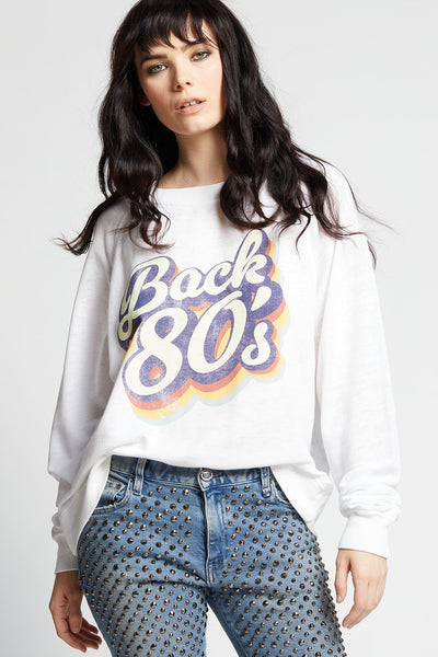 Back To 80's Retro Style White Oversized Sweatshirt – Recycled