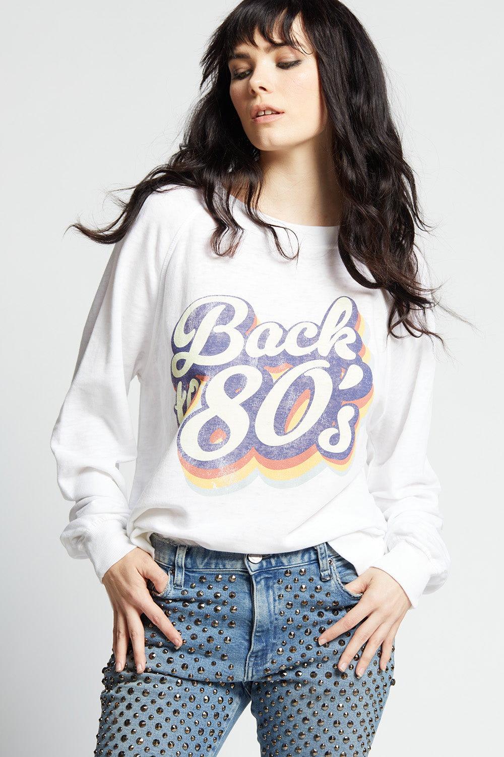 Back To 80’s Retro Style White Oversized Sweatshirt