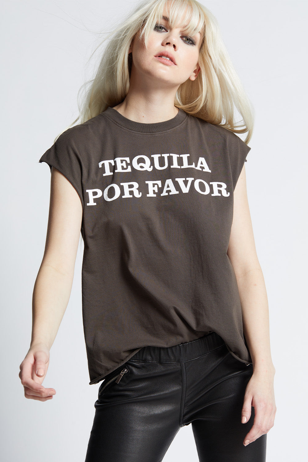 Pepper Tequila Por Favor Cut Sleeve T-shirt with front and back graphics