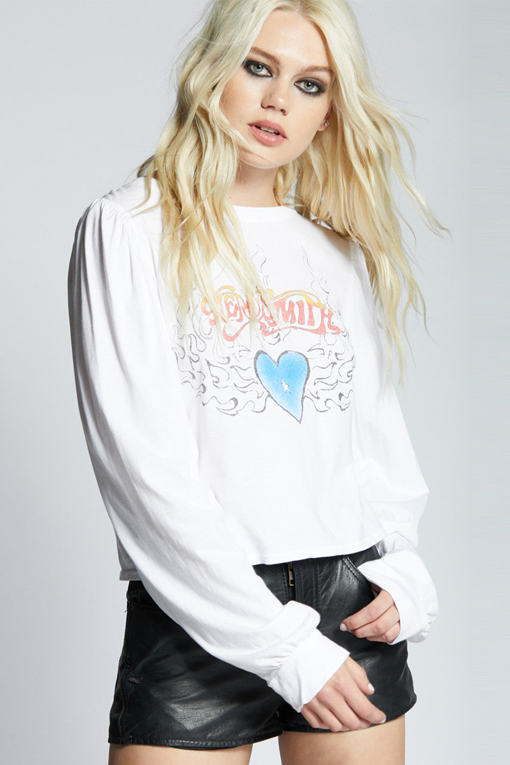 Aerosmith Heart Retro Graphic Puff Sleeve Tee
