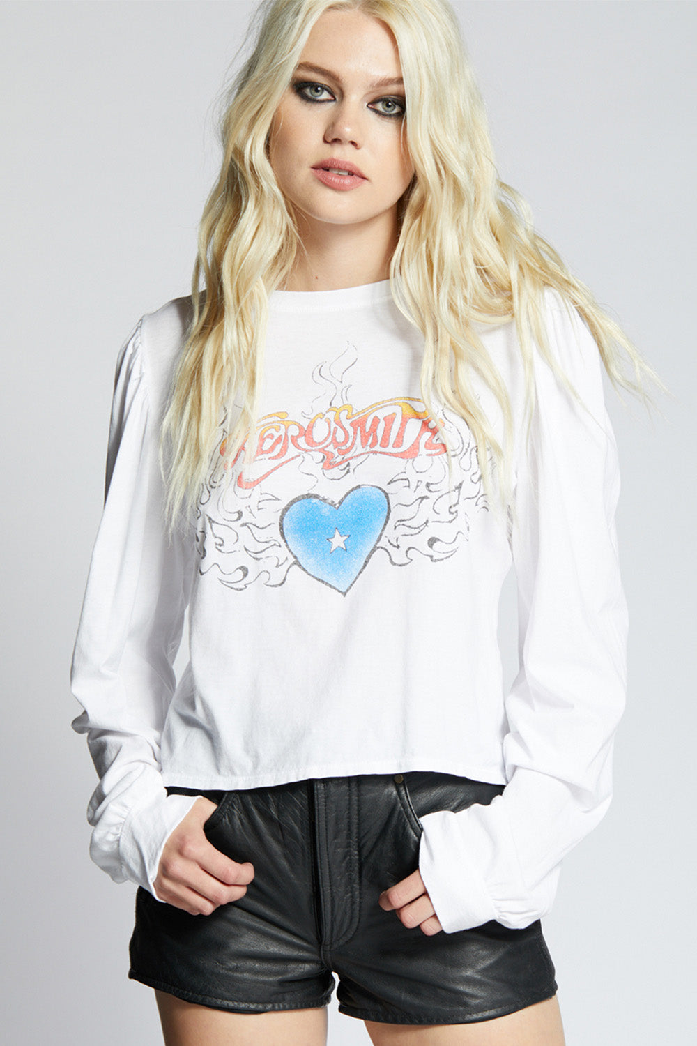 Aerosmith Heart Retro Graphic Puff Sleeve Tee