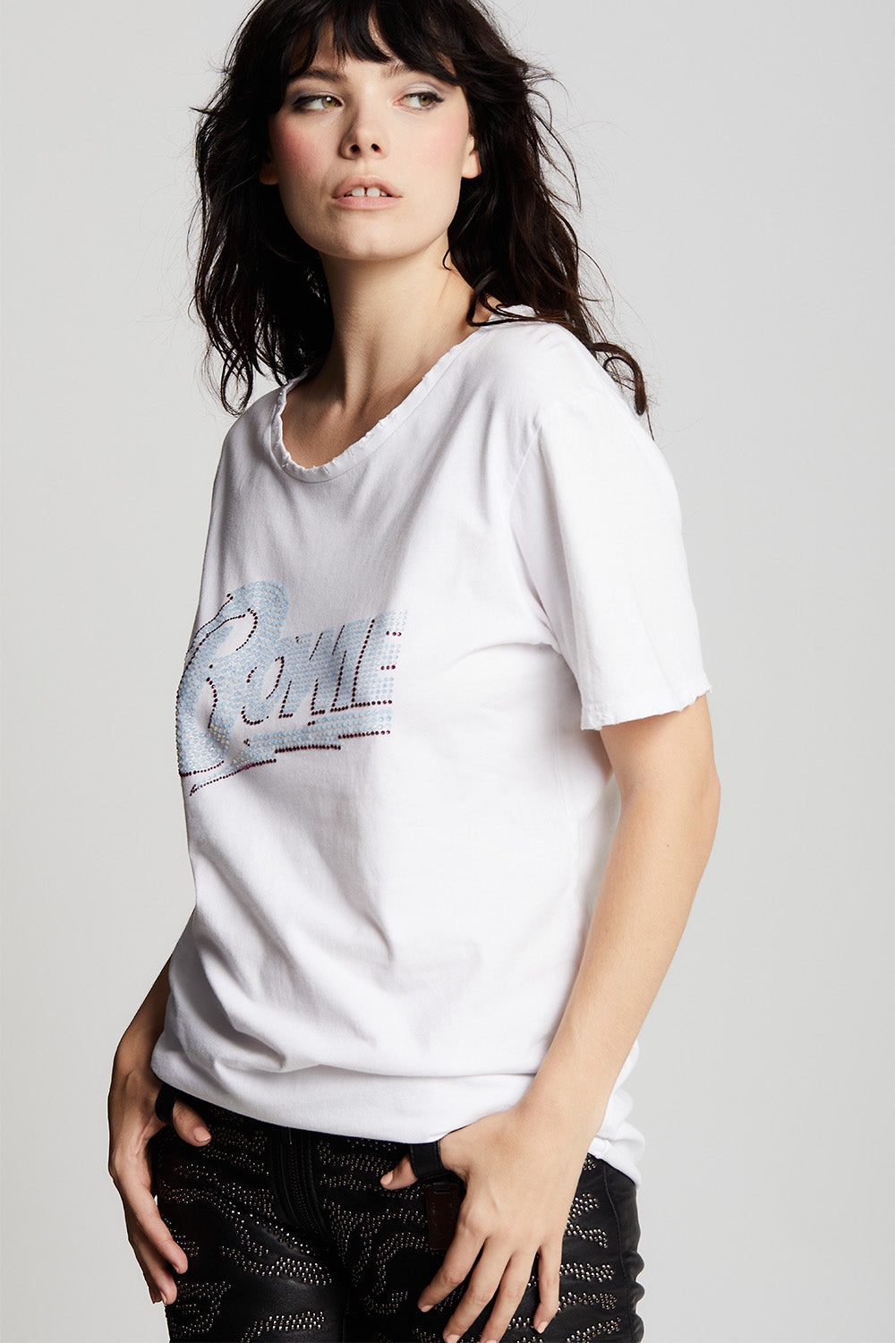 David Bowie Crystal Embellished Boyfriend Tee