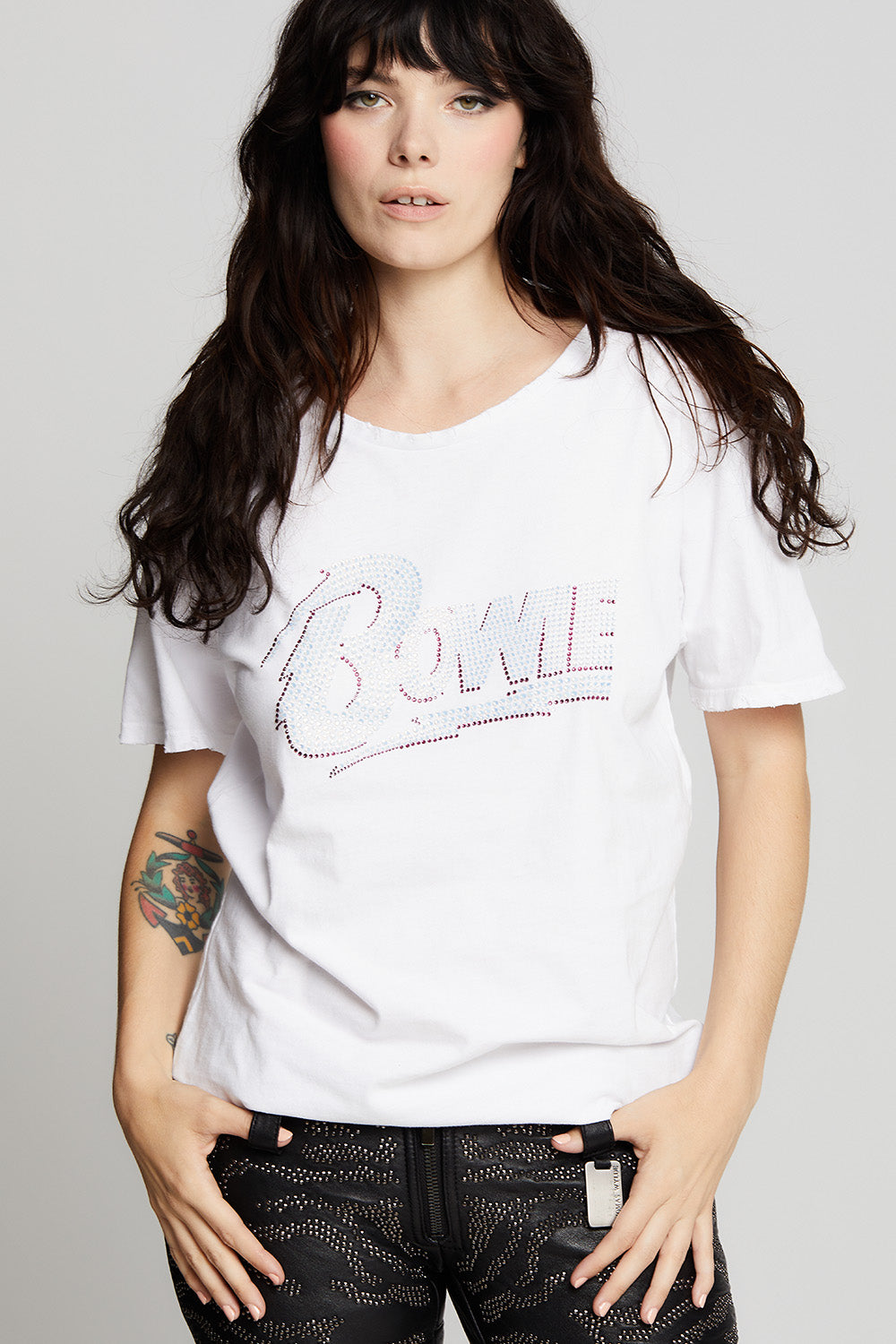 David Bowie Crystal Embellished Boyfriend Tee