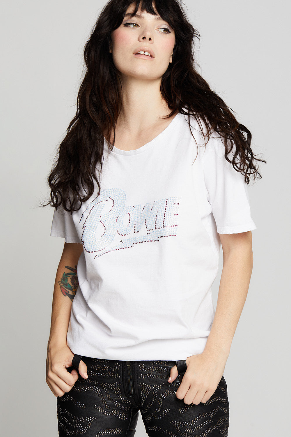 David Bowie Crystal Embellished Boyfriend Tee
