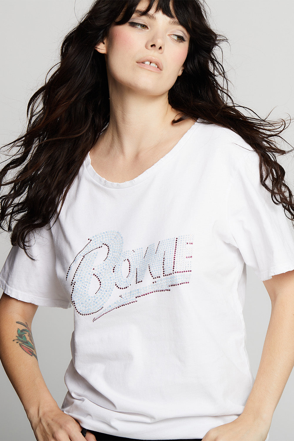 David Bowie Crystal Embellished Boyfriend Tee
