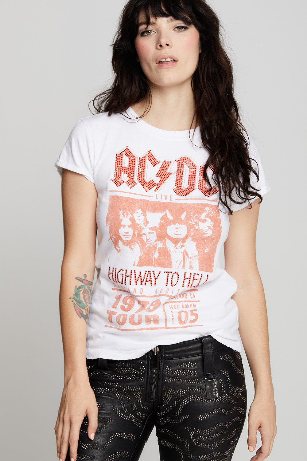 AC/DC 1979 Vintage Concert Graphic Tee-Crystal Embellished