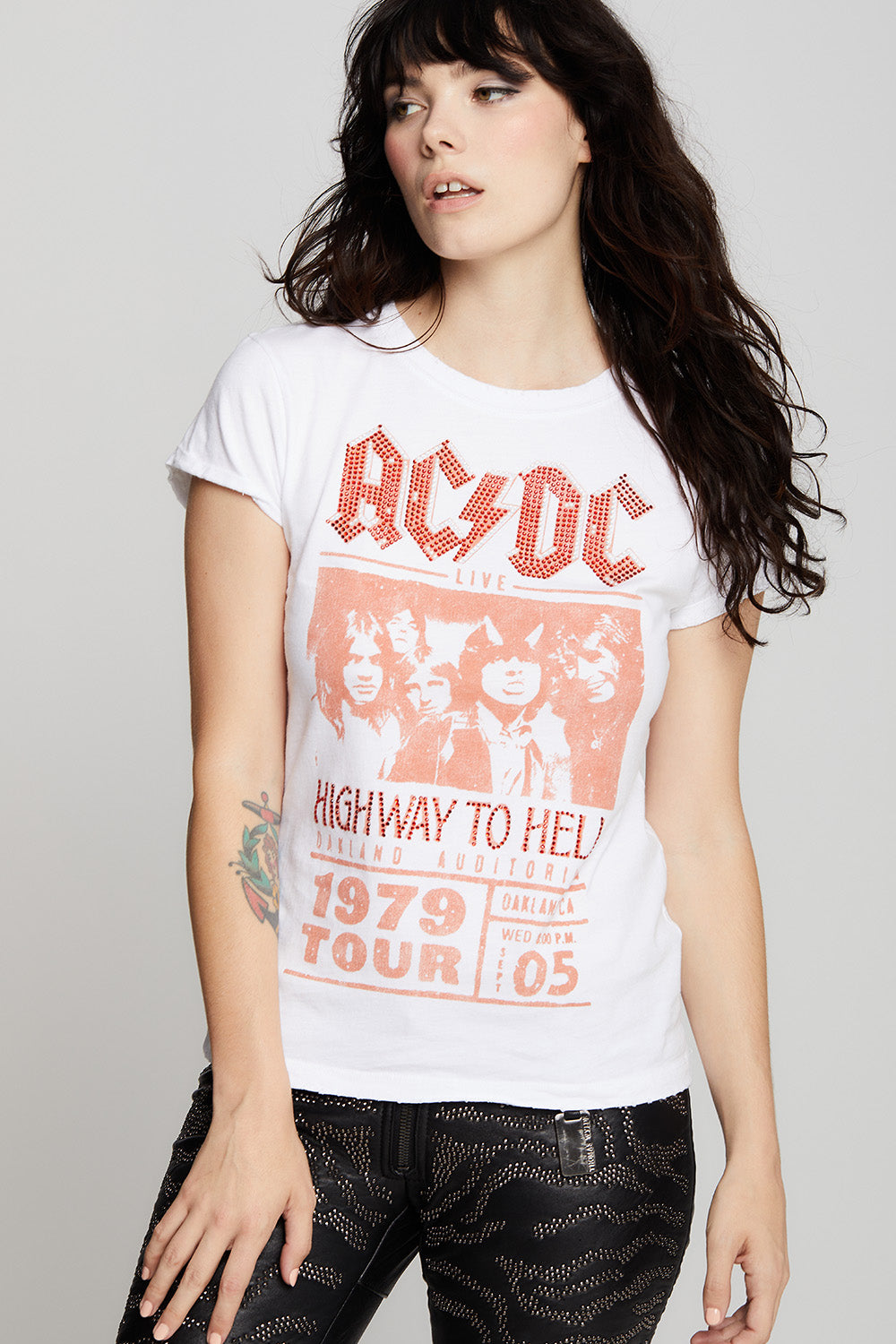 AC/DC 1979 Vintage Concert Graphic Tee-Crystal Embellished