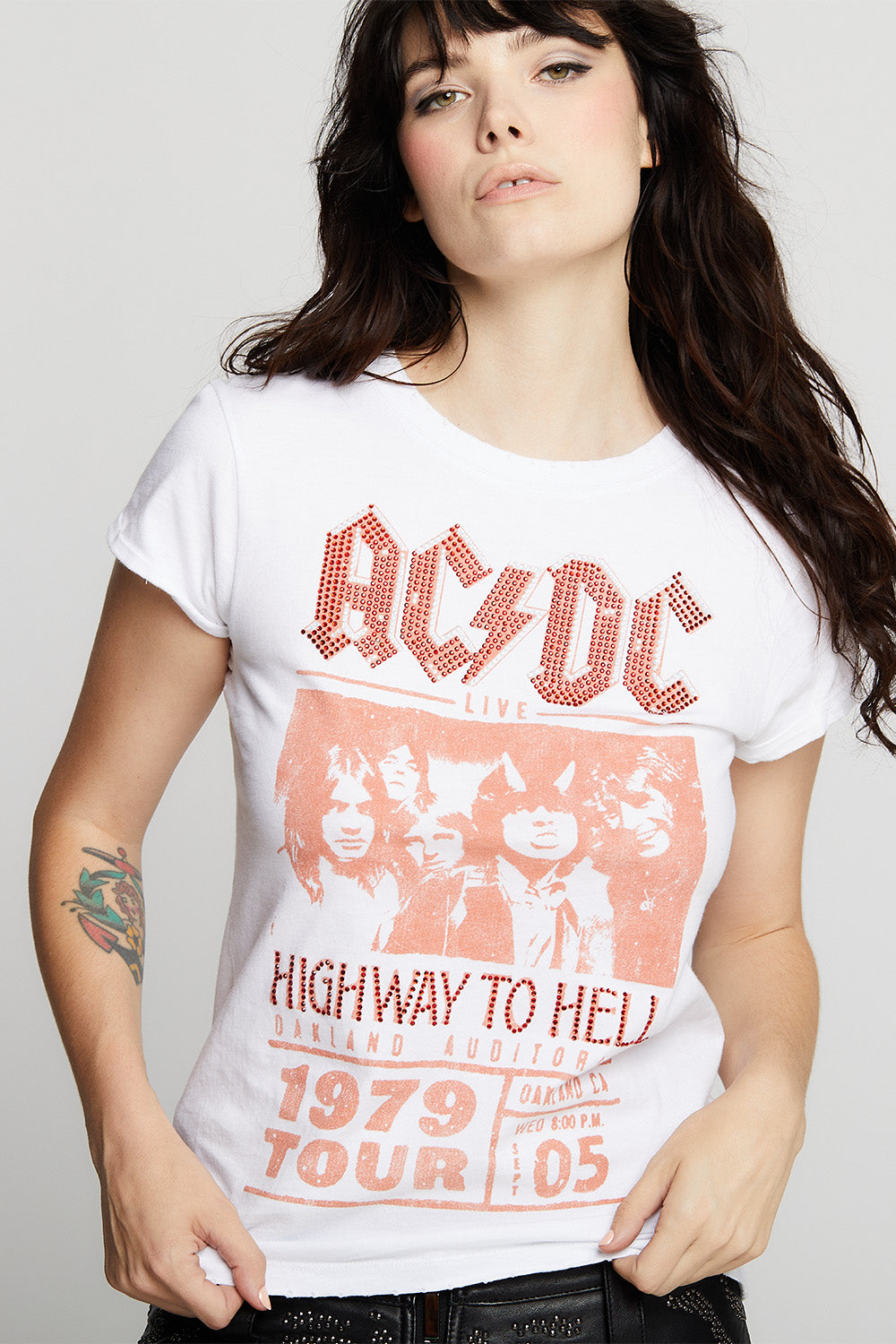 AC/DC 1979 Vintage Concert Graphic Tee-Crystal Embellished