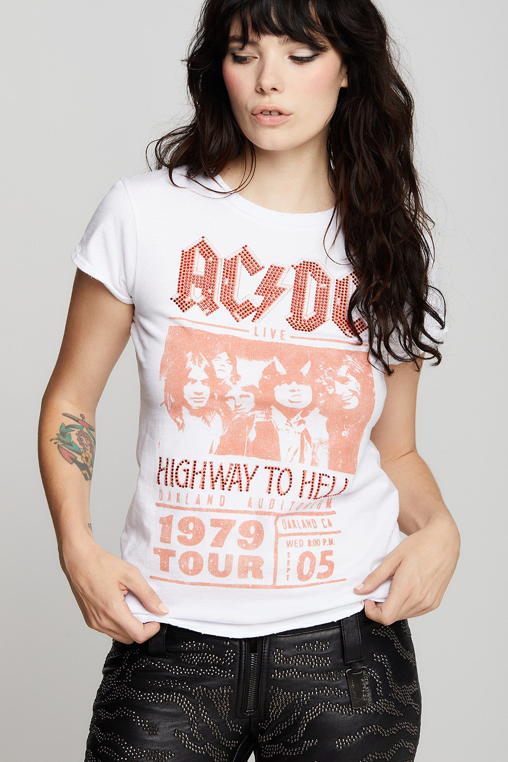 AC/DC 1979 Vintage Concert Graphic Tee-Crystal Embellished