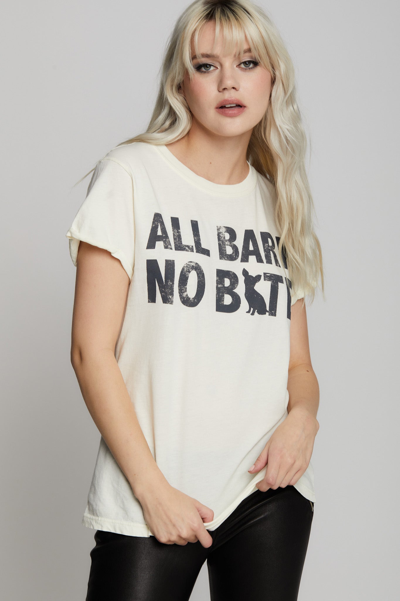 Women's All Bark No Bite T-shirt in Pearl