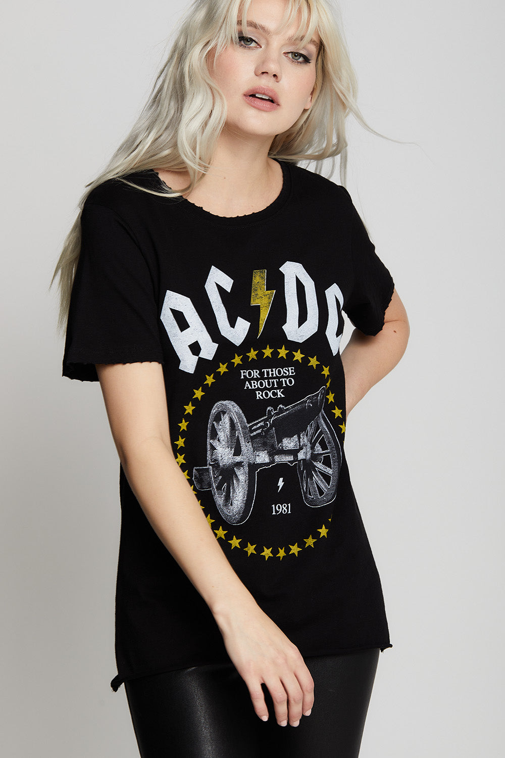 AC/DC Rock Cannon Distressed Boyfriend Tee