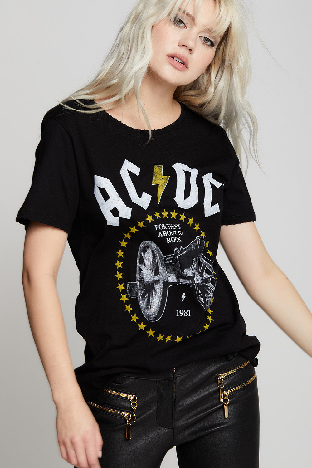 AC/DC Rock Cannon Distressed Boyfriend Tee