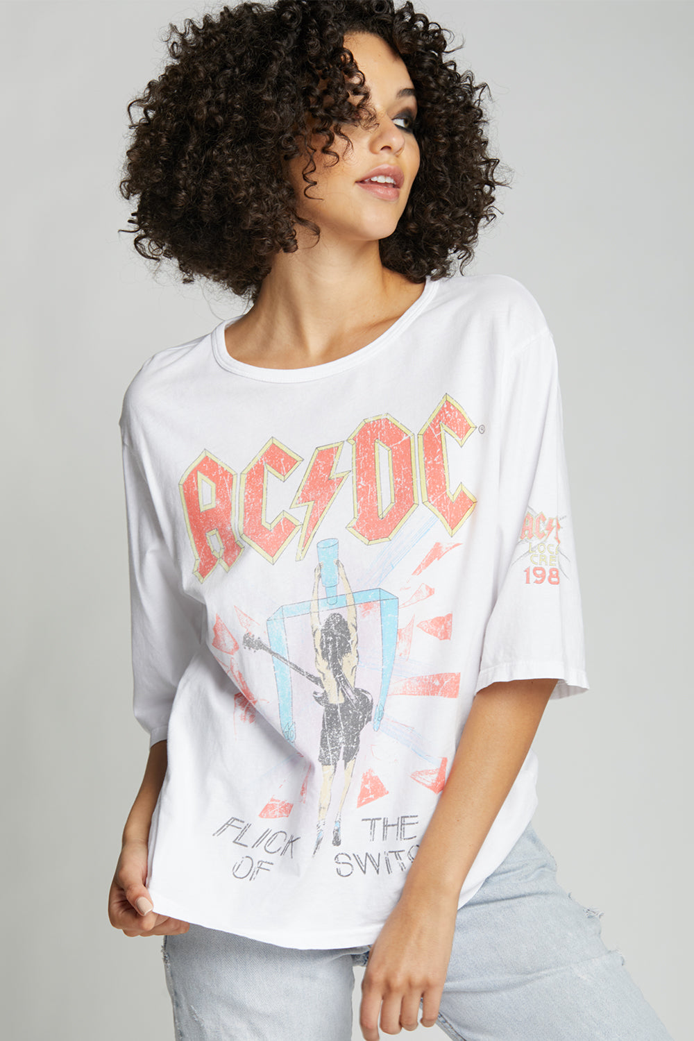 AC/DC Flick the Switch Retro Graphic 3/4 Sleeve Tee