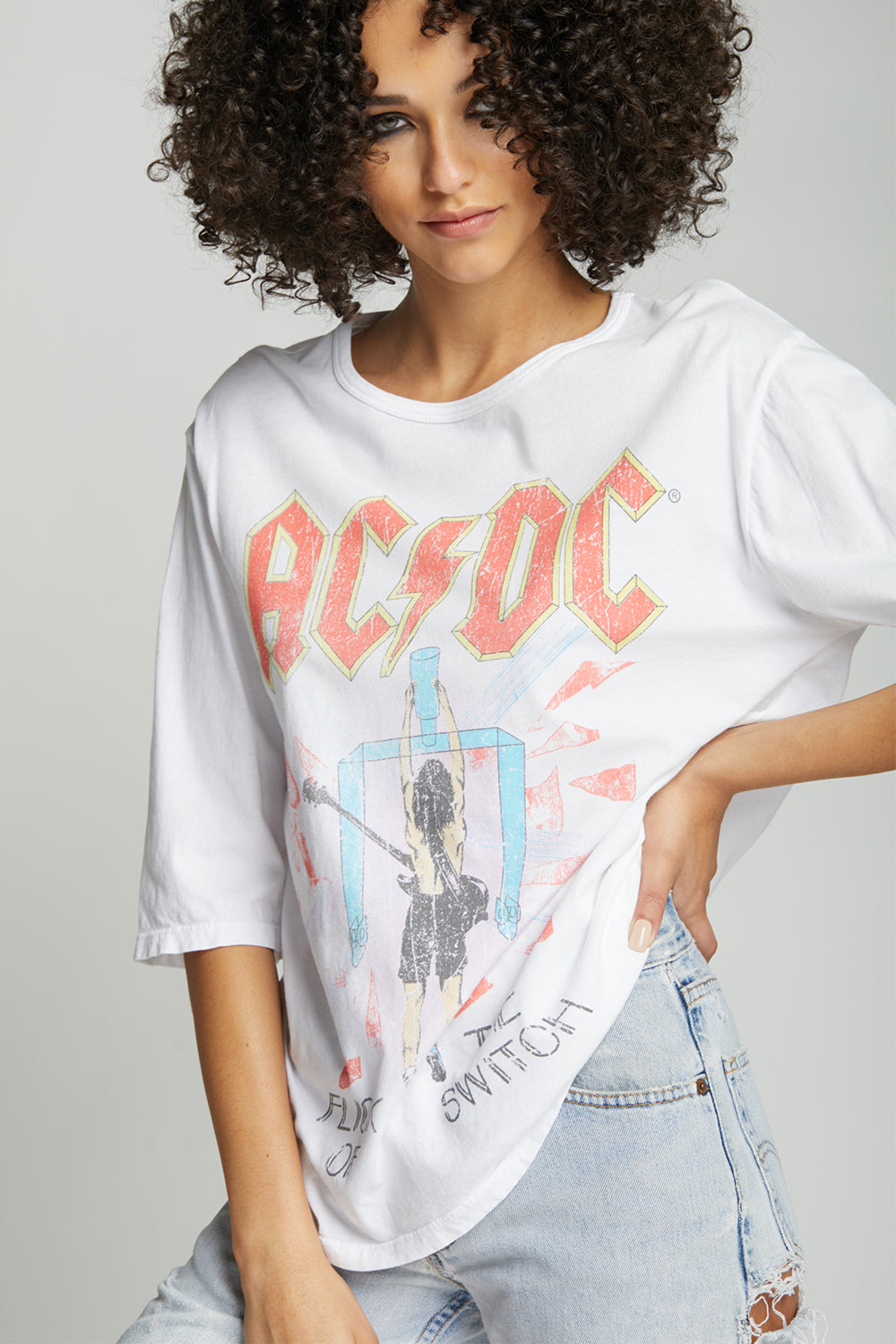 AC/DC Flick the Switch Retro Graphic 3/4 Sleeve Tee
