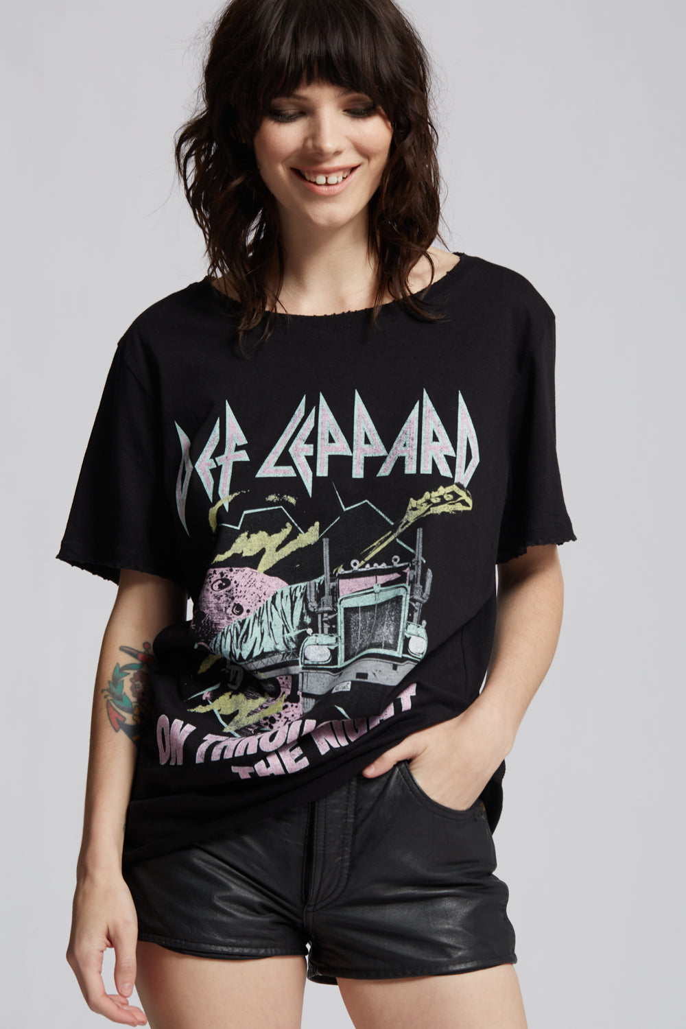 Def Leppard On Through The Night Vintage Boyfriend Tee