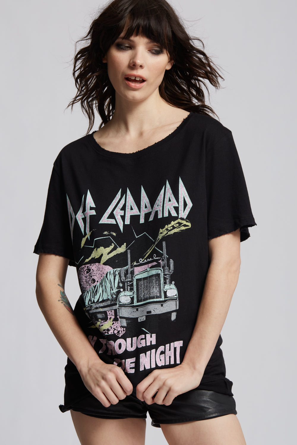 Def Leppard On Through The Night Vintage Boyfriend Tee