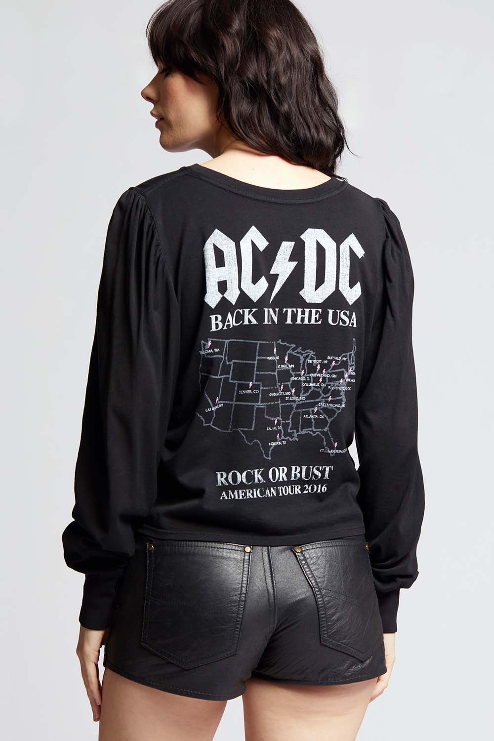 AC/DC Back In Black Tour Long Puff Sleeve