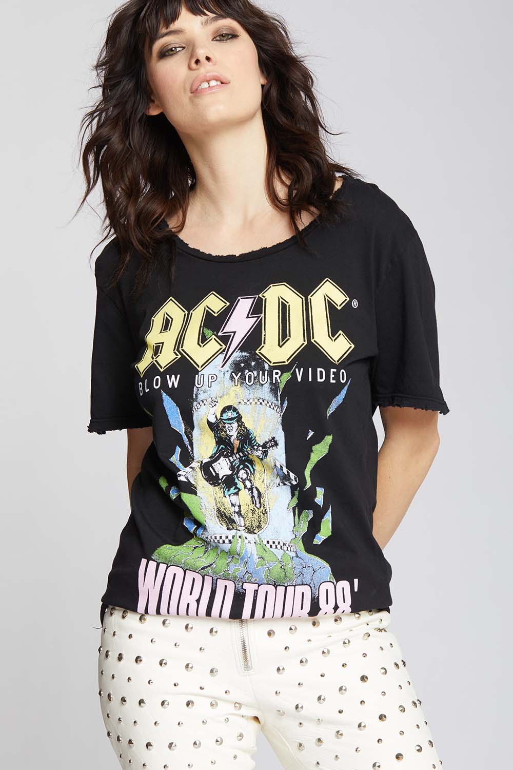 AC/DC Blow Up Your Video Distressed Boyfriend Tee