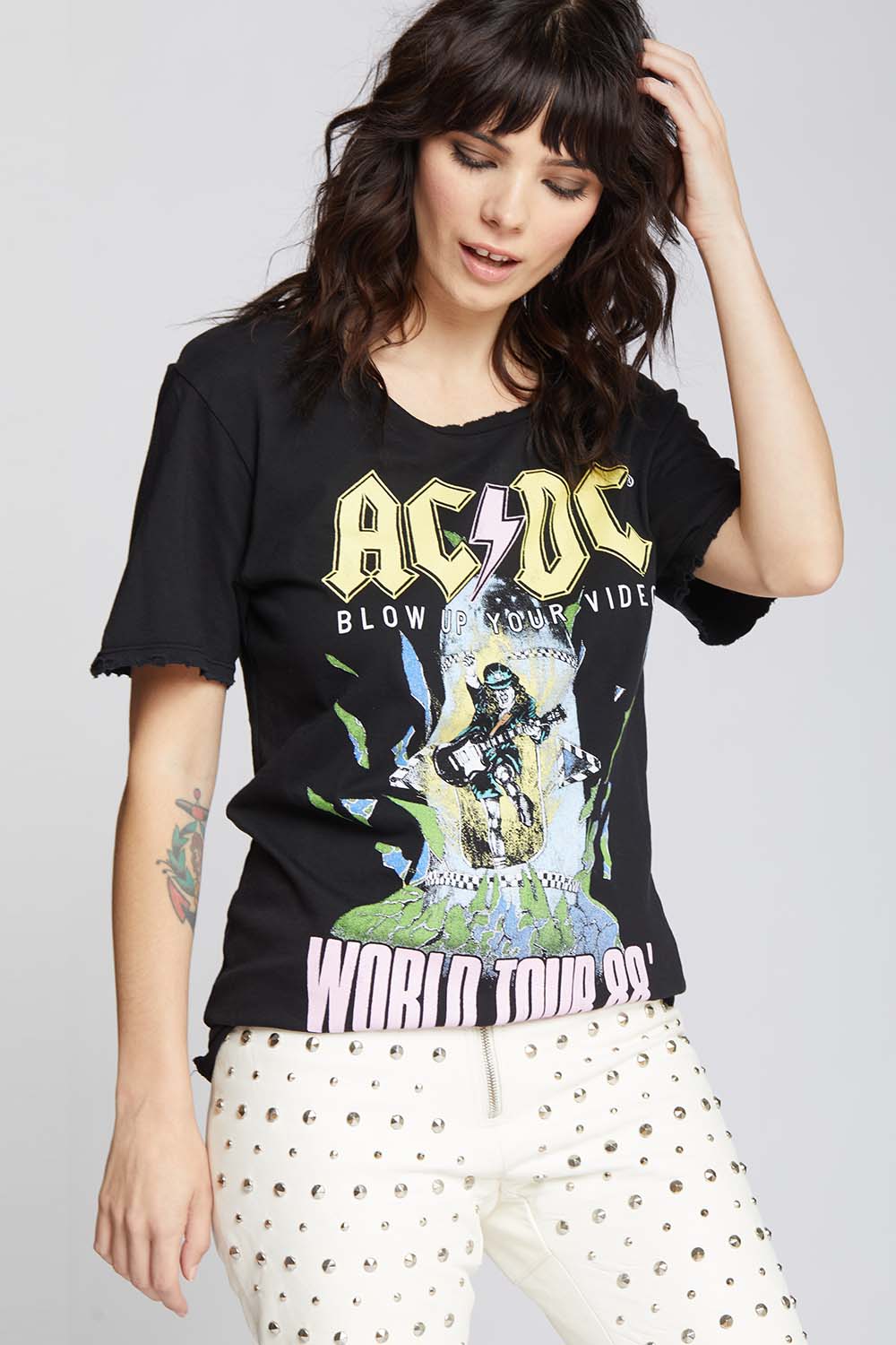 AC/DC Blow Up Your Video Distressed Boyfriend Tee