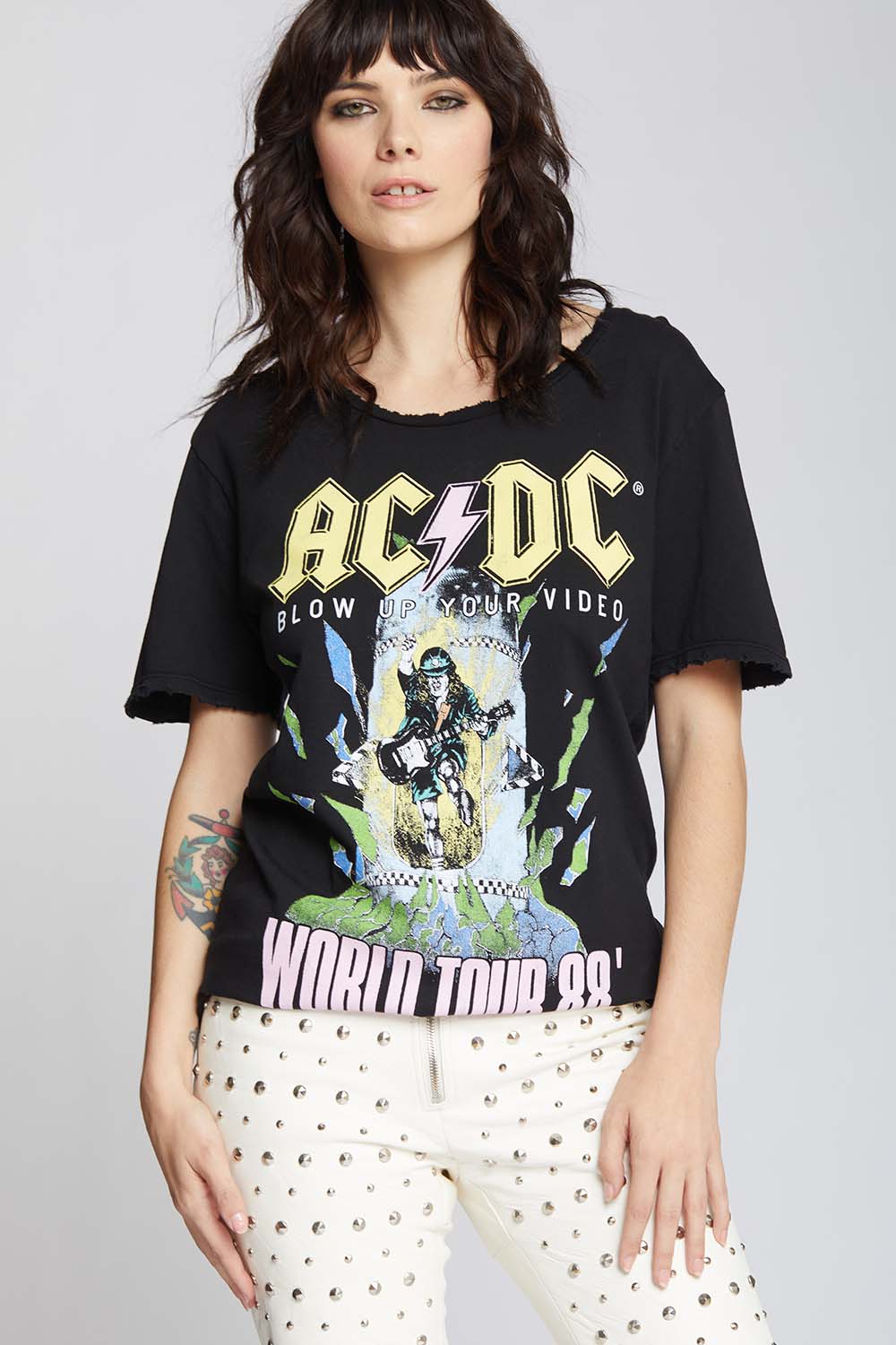 AC/DC Blow Up Your Video Distressed Boyfriend Tee