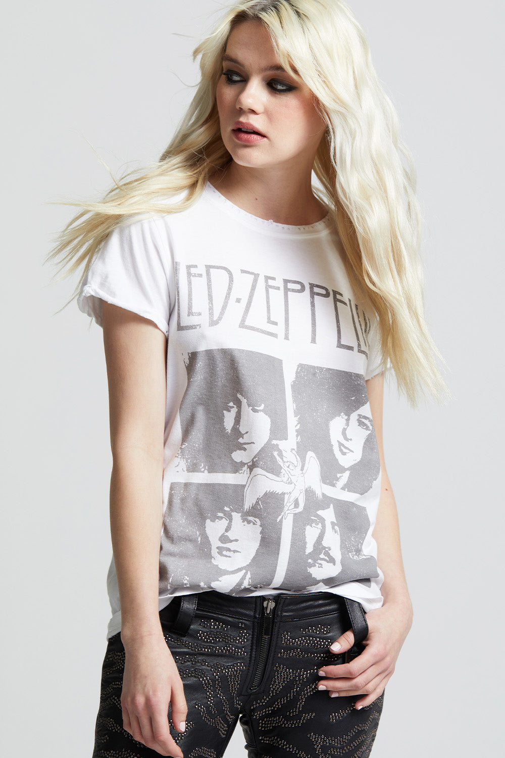 Led Zeppelin White Vintage Band Graphic Tee