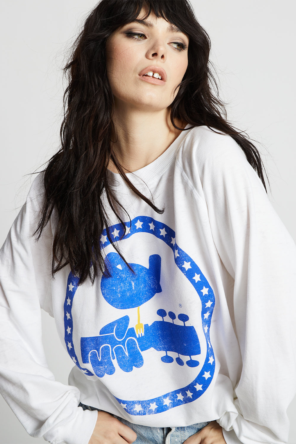 Woodstock 3 Days Of Peace White Oversized Graphic Sweatshirt