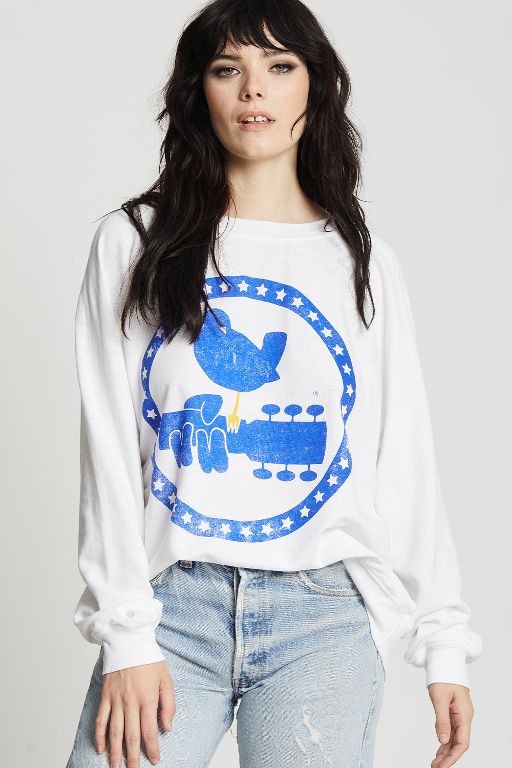 Woodstock 3 Days Of Peace White Oversized Graphic Sweatshirt