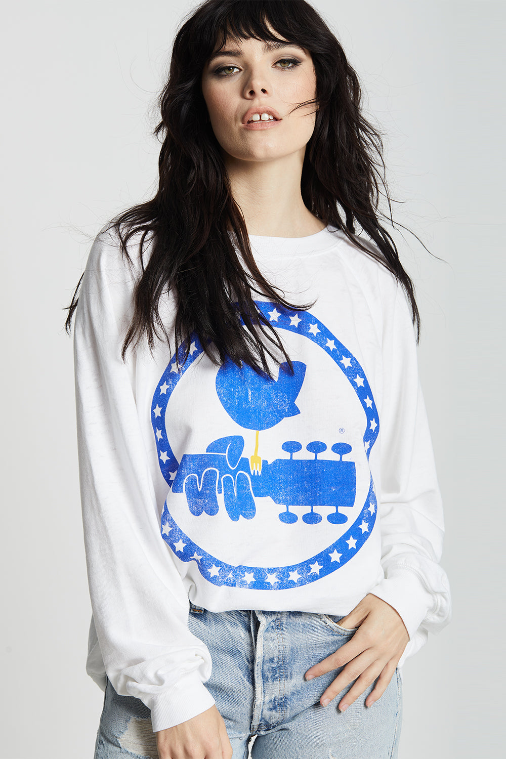 Woodstock 3 Days Of Peace White Oversized Graphic Sweatshirt