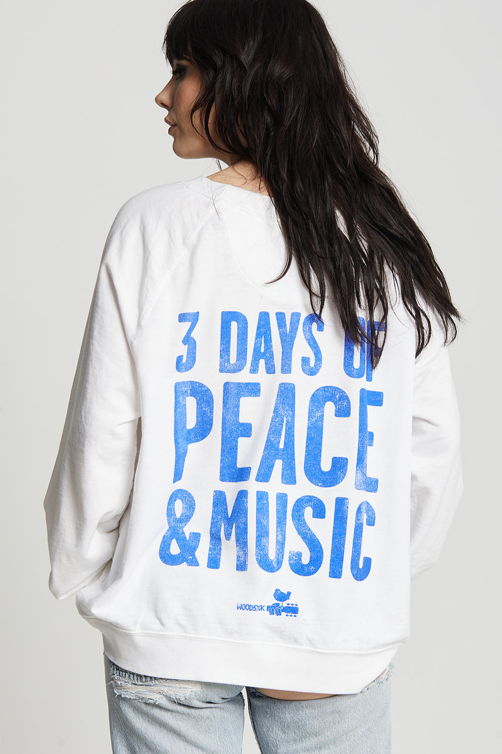 Woodstock 3 Days Of Peace White Oversized Graphic Sweatshirt