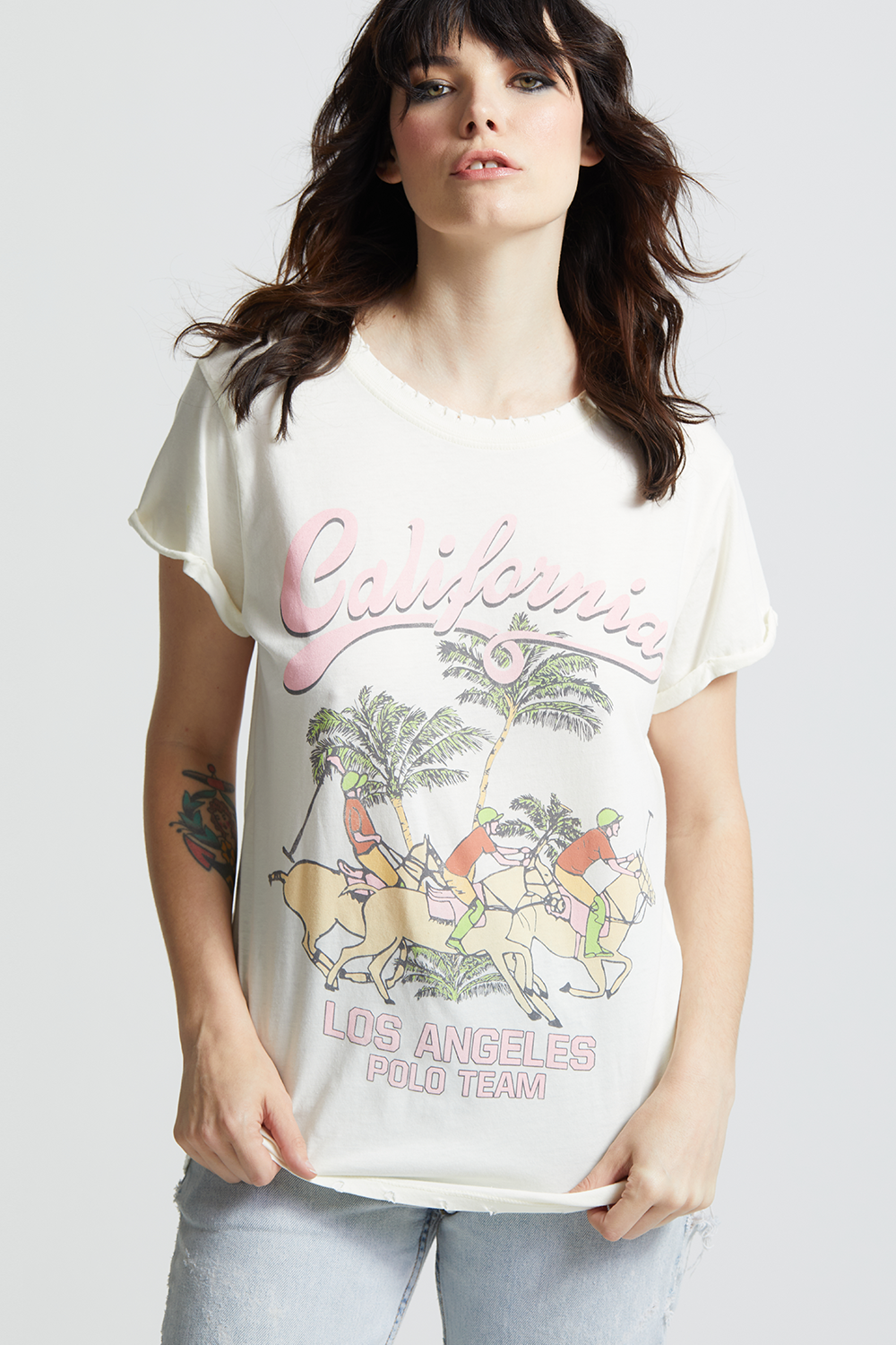 Women's California Polo Team T-shirt in Pearl with Los Angeles Polo Team graphic