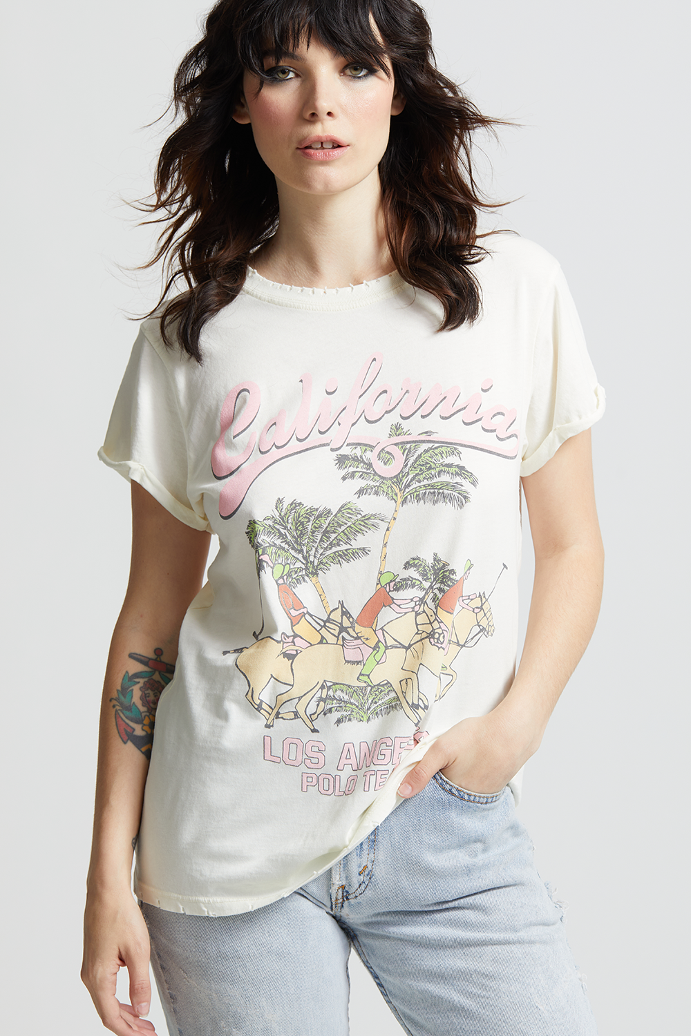 Women's California Polo Team T-shirt in Pearl with Los Angeles Polo Team graphic