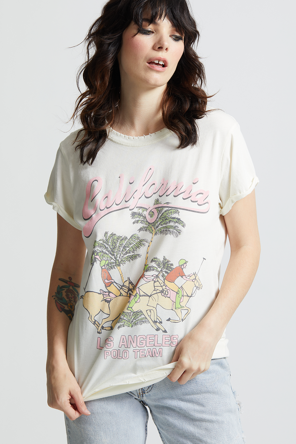Women's California Polo Team T-shirt in Pearl with Los Angeles Polo Team graphic