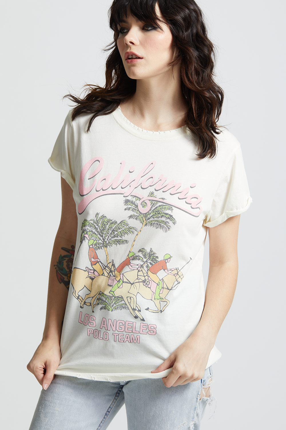 Women's California Polo Team T-shirt in Pearl with Los Angeles Polo Team graphic