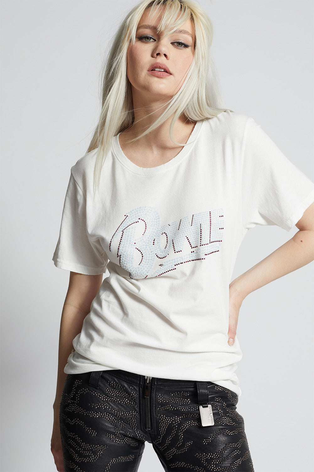 David Bowie Crystal Embellished Boyfriend Tee