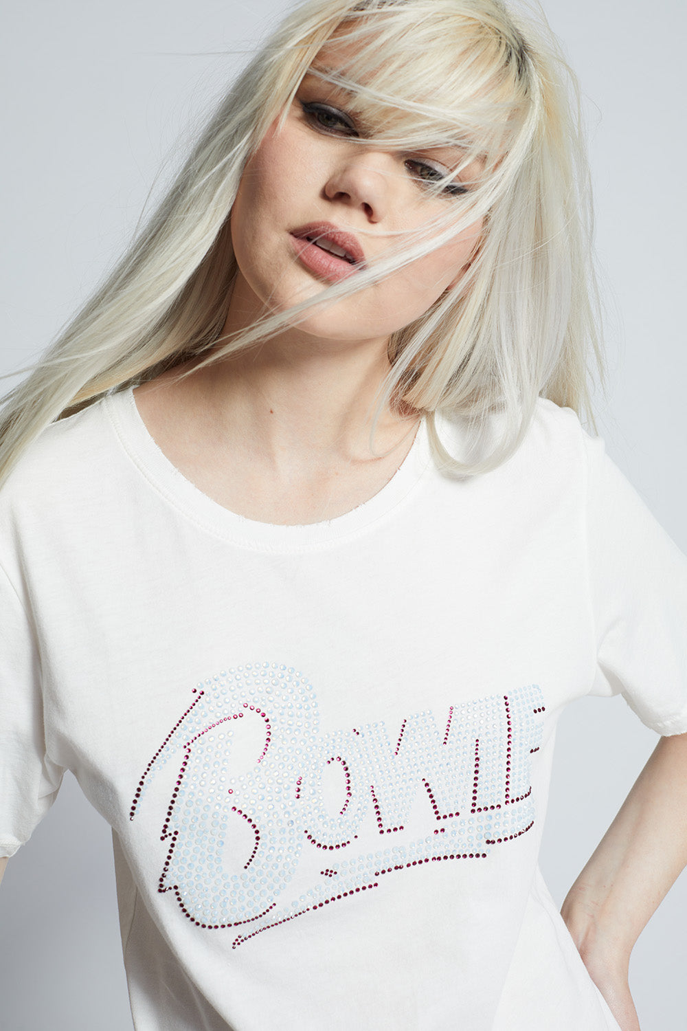 David Bowie Crystal Embellished Boyfriend Tee